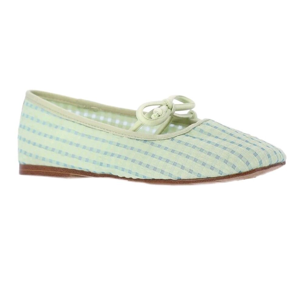 Madden NYC Little and Big Girls Gingham Mesh Ballet Flats size 6 Green color